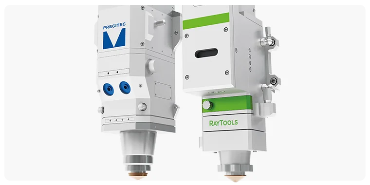 Precitec and Raytools cutting heads — industry-leading laser cutting heads known for precision, reliability, and high performance in fiber laser cutting systems.