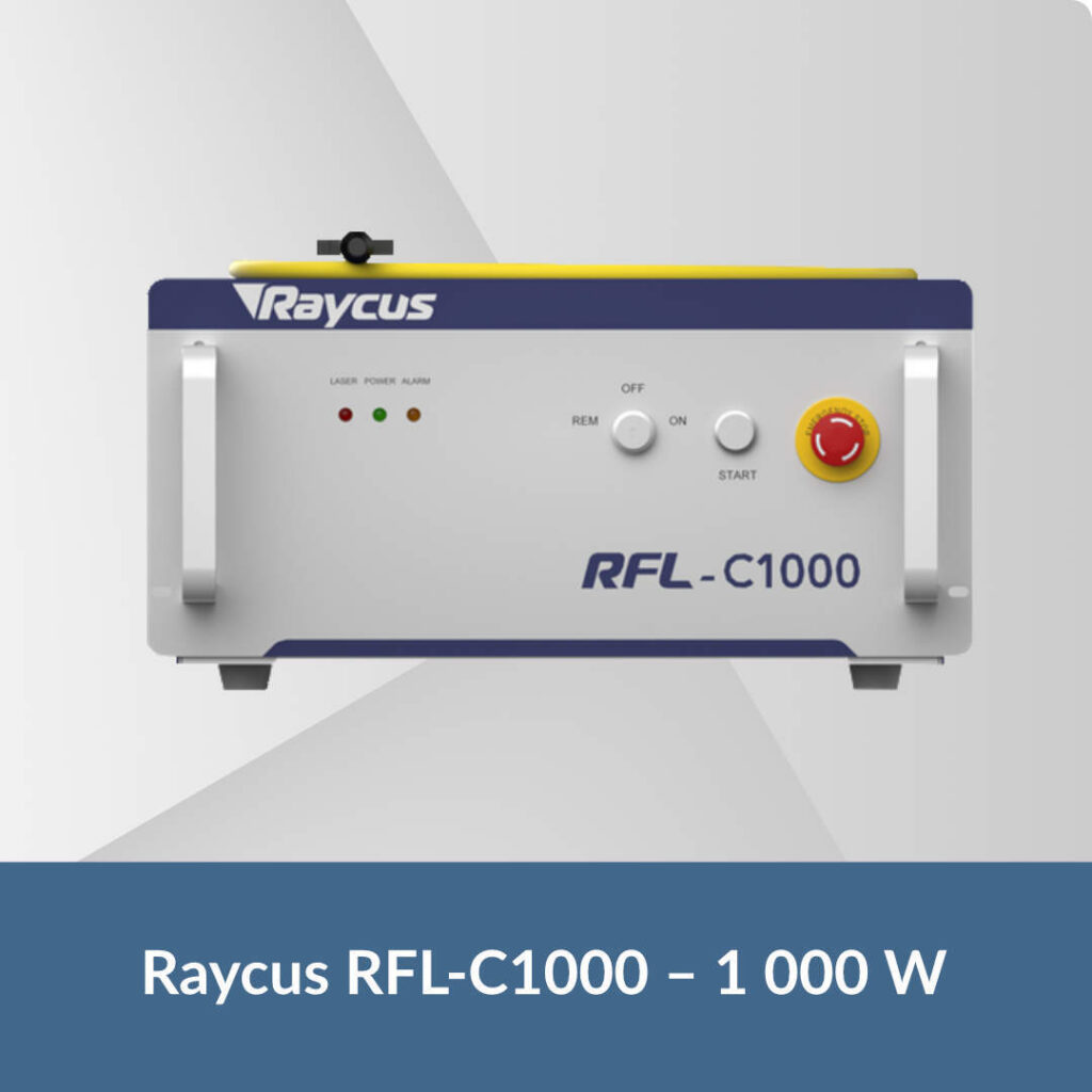 Raycus RFL-C1000 fiber laser source with 1,000 W output, engineered for precise and efficient industrial laser cutting.